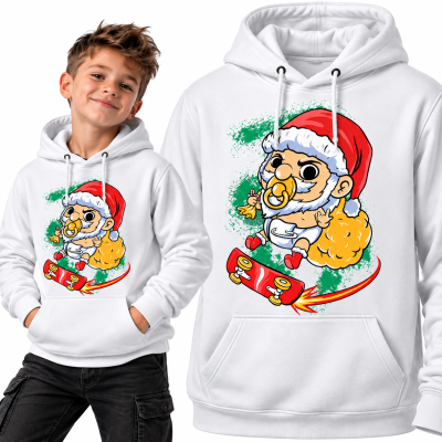 BLUZA Z KAPTUREM  ŚWIĄTECZNA BABY SANTA